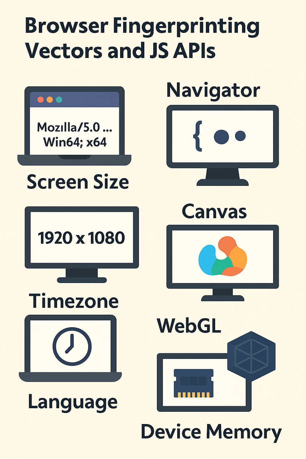 Browser Fingerprinting Vectors and JS APIs