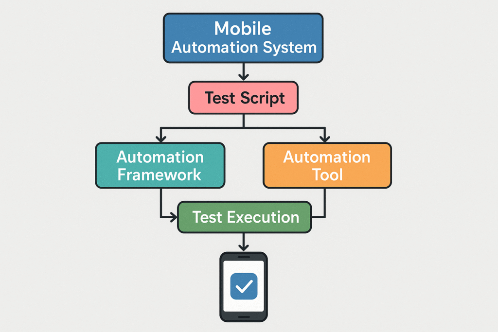 Mobile automation and Mobile App Account Creation system flowchart