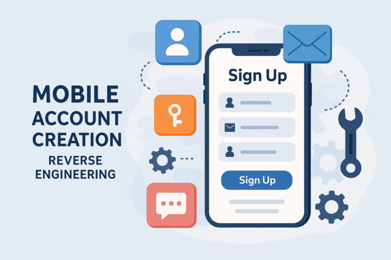 automated mobile account creation using reverse engineering