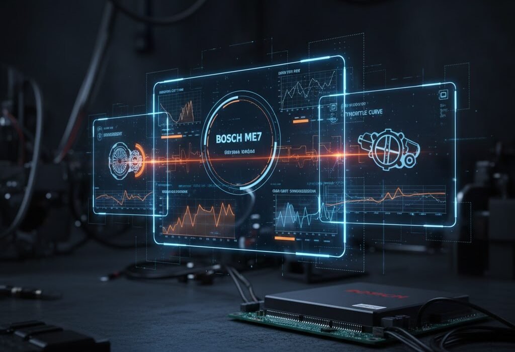 Bosch ME7 ECU no-lift shift functionality with ignition and fuel cut timing visualization.
