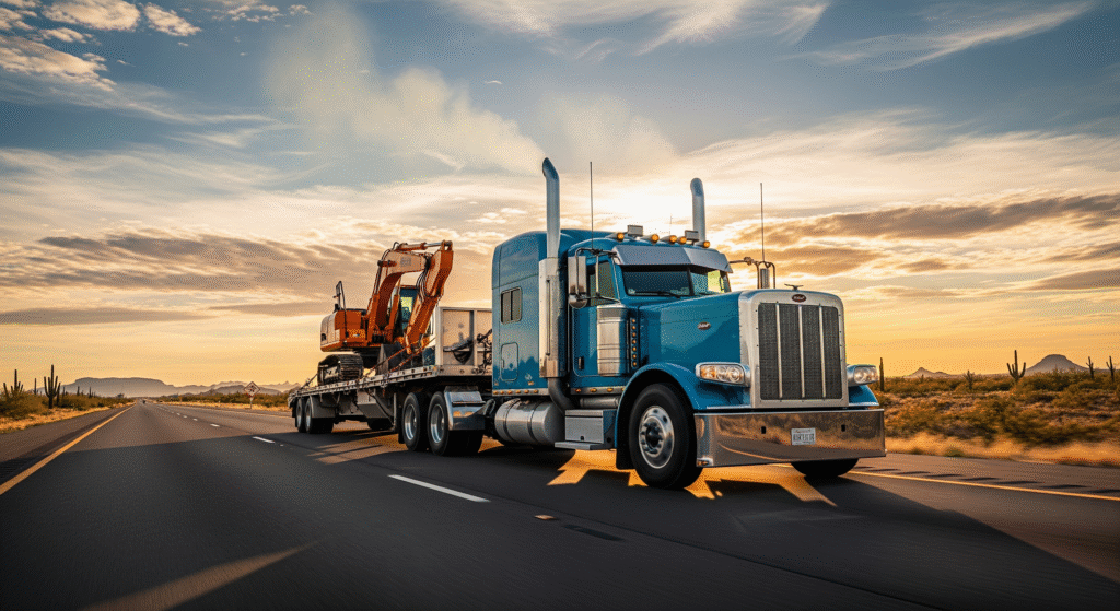 A diesel truck cruising on a highway after a DPF and EGR delete done with delete software and a delete kit, showcasing improved performance and a cleaner exhaust system.
