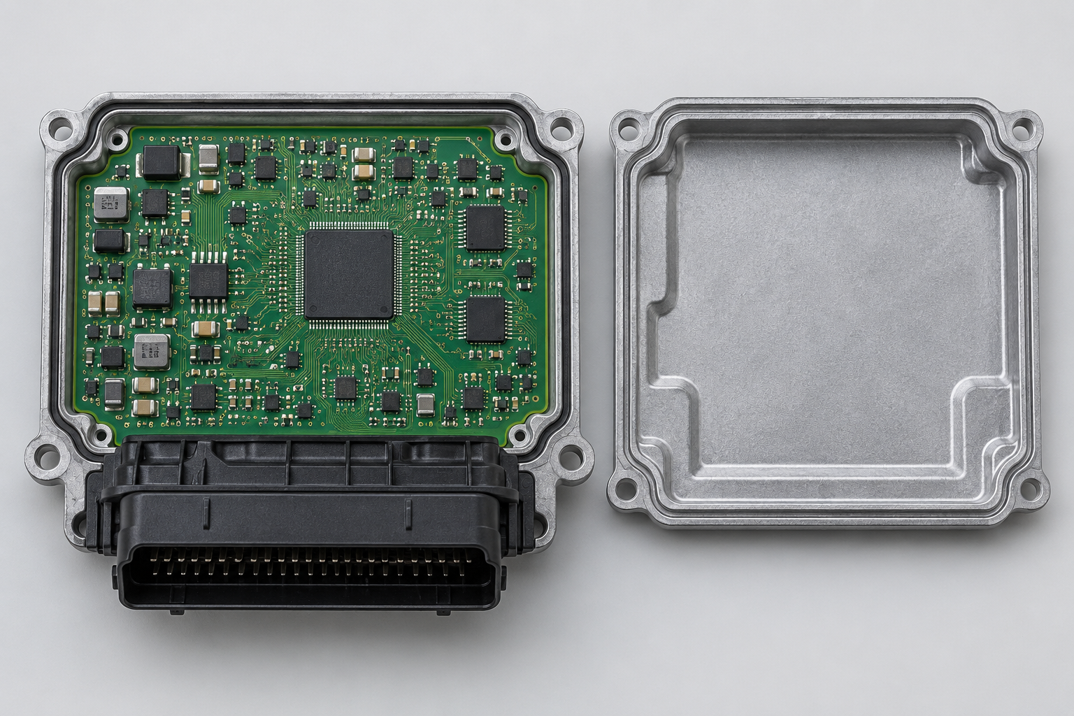 Illustrative opened automotive ECU for hardware identification