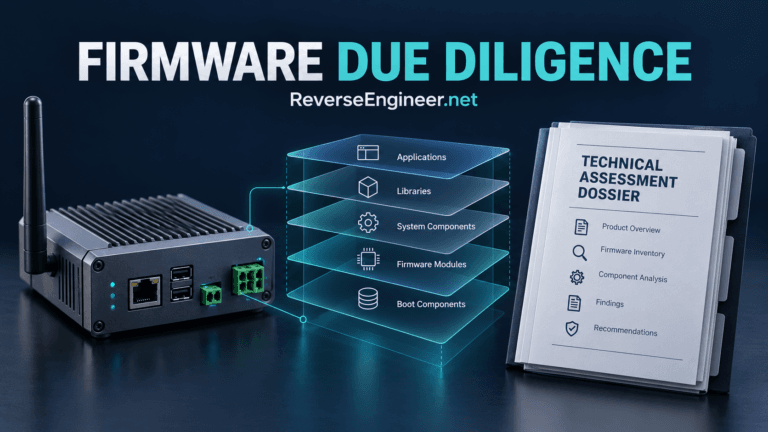 Embedded device beside software layers and a technical assessment dossier.