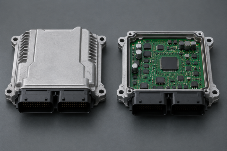 Generic ECU housings illustrating software-version comparison