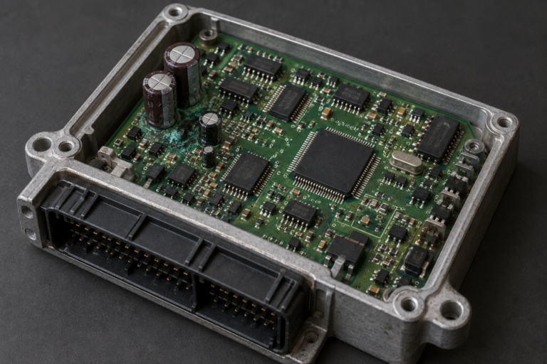 Generic legacy ECU with localized corrosion near capacitors