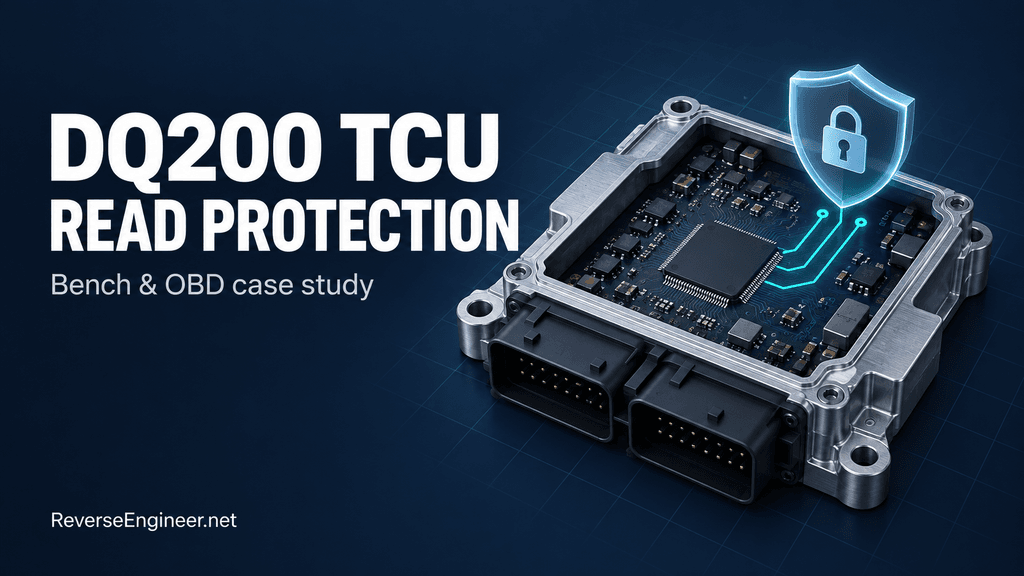 Concept illustration of a transmission controller for the DQ200 TCU read protection case study