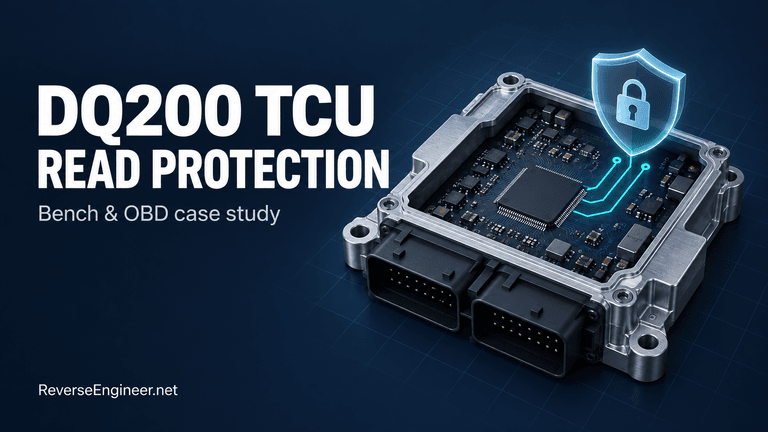 Concept illustration of a transmission controller for the DQ200 TCU read protection case study