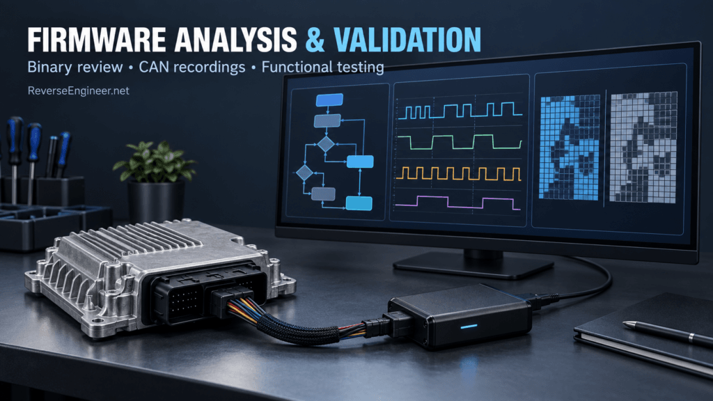firmware analysis using program flow, CAN signal traces and file comparisons